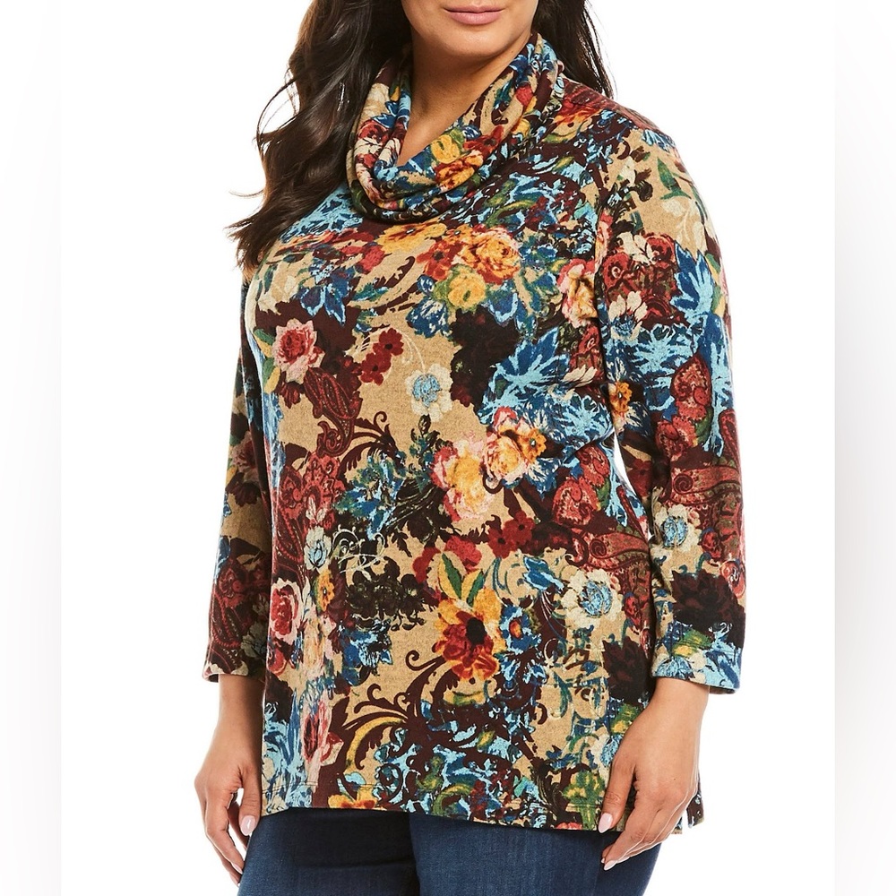 Floral Cowl Neck Sweater